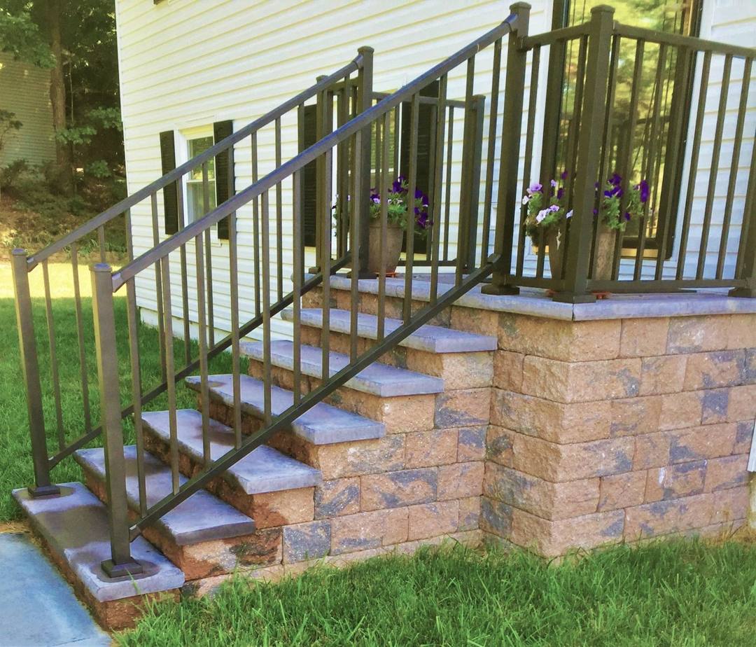 Block steps with a metal railing in Mechanicsville, MD