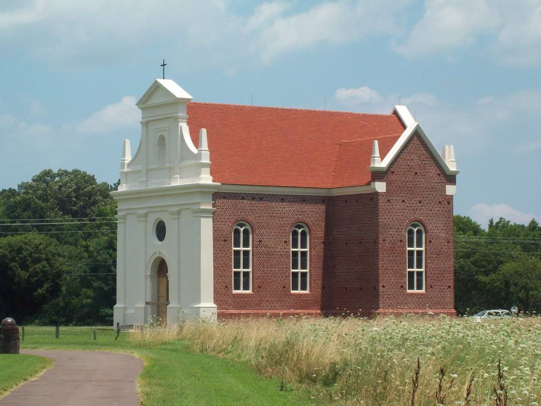 Reconstructed 1667 Brick Chapel at Historic St. Mary’s City in St. Mary’s County, Maryland